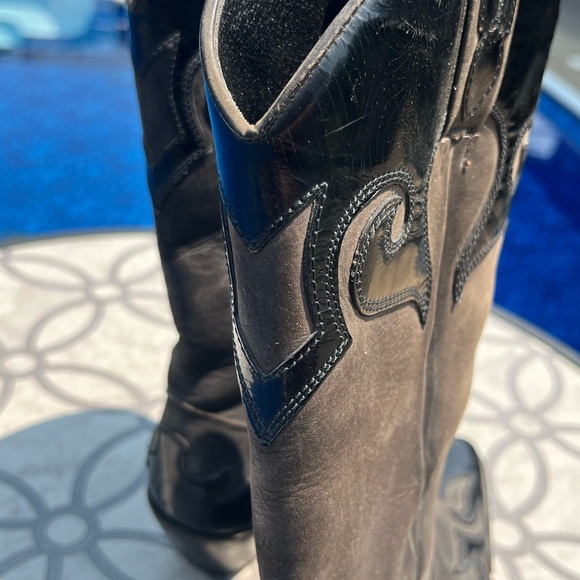 Men’s SZ 8.5 PARAGON Black Cowboy Boots Vintage - Picture 4 of 11